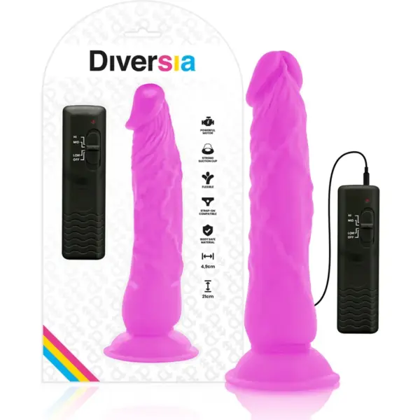 Diversia - Dildo Flexible con Vibración Lila 21 cm - 4.9 cm - Imagen 4