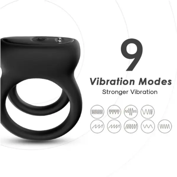 ARMONY - Doble Anillo Vibrador Negro para Parejas - Imagen 2