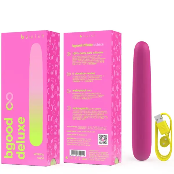 B SWISH - BGOOD INFINITE DELUXE VIBRADOR RECARGABLE SILICONA ROSA - Imagen 3