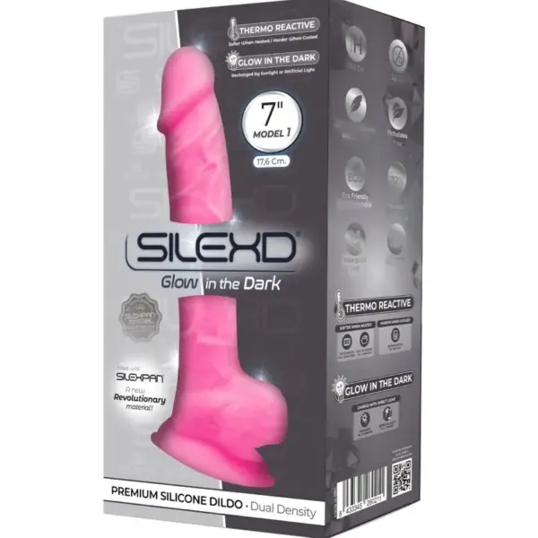 SILEXD - Modelo 1 Pene Realístico Silicona Premium Silexpan Rosa Fluorescente - Imagen 2