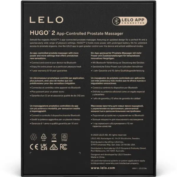 LELO - HUGO 2 Masajeador de Próstata Negro - Imagen 4