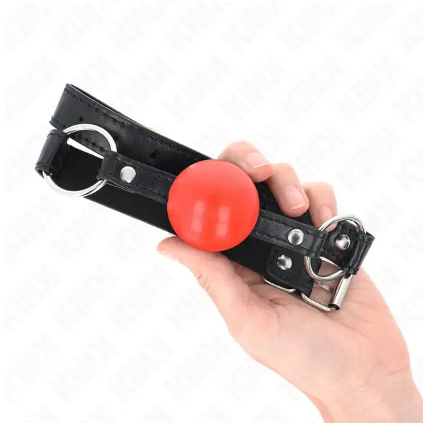 KINK - Mordaza de Bola 4 cm TPE Rojo 60 x 2 cm para BDSM - Imagen 4