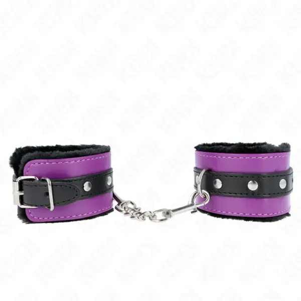 KINK - Muñequeras Forradas Premium Negro con Correa Violeta Ajustable 17-29 cm X 6 cm