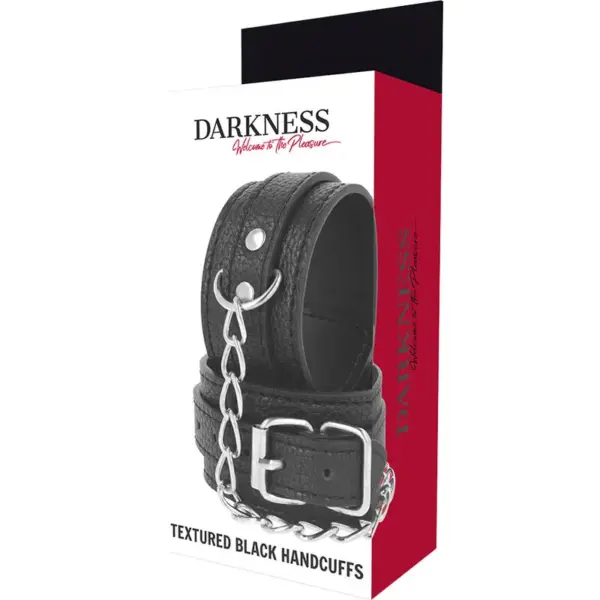 DARKNESS - Esposas Leather Negro Textura - Imagen 5