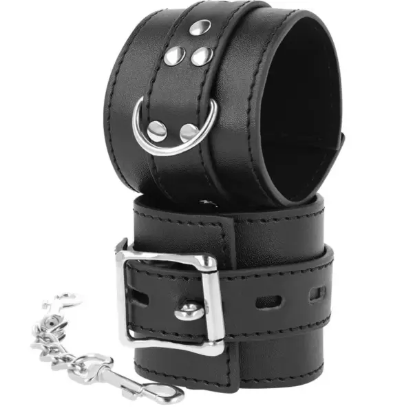 DARKNESS - Esposas Leather Negro para BDSM y Fetish - Imagen 2