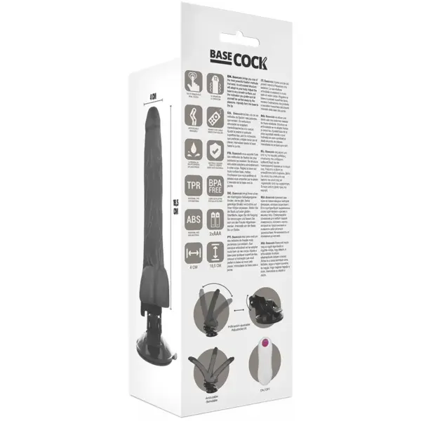 BASECOCK - Vibrador articulable control remoto negro 18.5 cm - 4 cm - Imagen 7