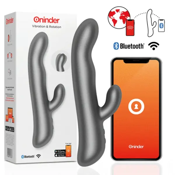 ONINDER - Vibrador Rabbit con Rotación Negro y App Gratuita