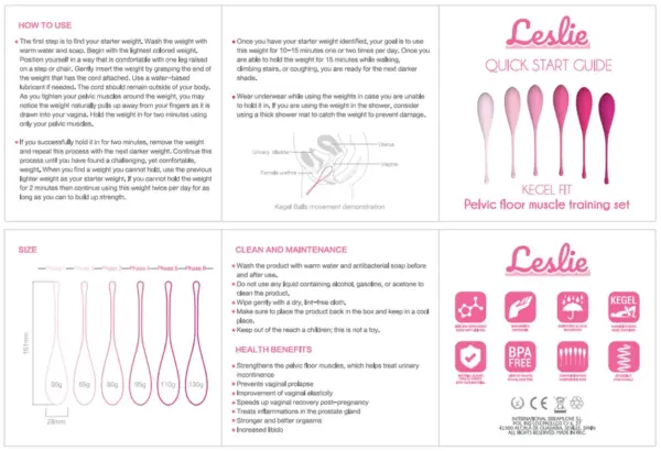 Leslie - Entrenador vaginal Kegel Fit para el suelo pélvico con 6 pesos - Imagen 15