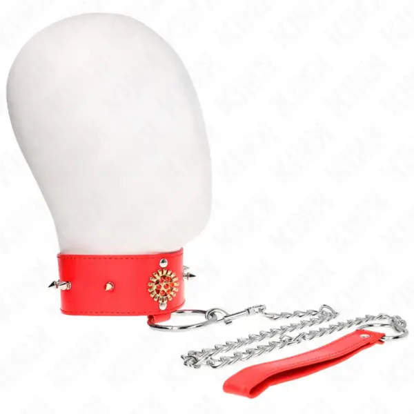 KINK - Collar con Correa 65 cm Cuello de Diamantes Rojo Ajustable - Imagen 2