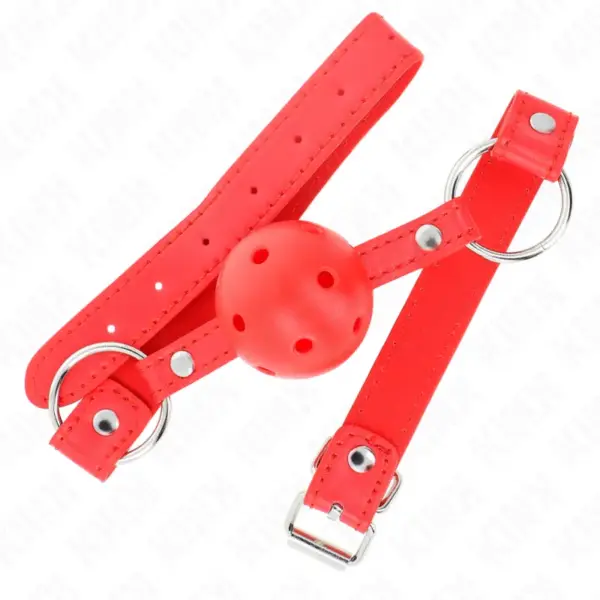 KINK - Mordaza de Bola Transpirable 4 cm Ajustable en Rojo - Imagen 2