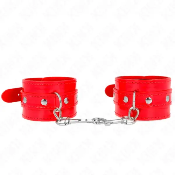 KINK - Muñequera con Tachuelas Rojo Ajustable 23-33 cm para BDSM