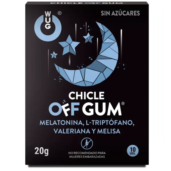 WUG GUM - Chicle OFF Valeriana, Triptófano, Melisa y Melatonina - Imagen 2