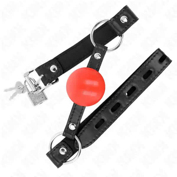 KINK - Mordaza de Bola 4 cm TPE Rojo 60 x 2 cm para BDSM - Imagen 2