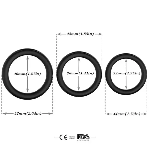 ARMONY - Triple Anillo Silicona Negro - Imagen 3