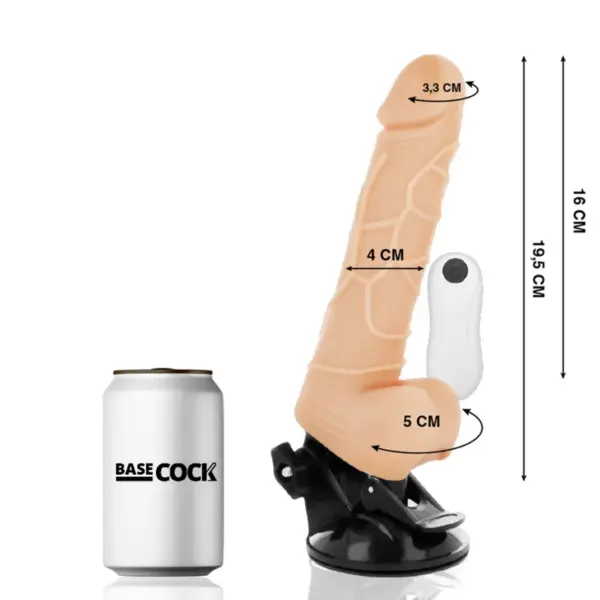 BASECOCK - Vibrador Realista Control Remoto Natural con Testículos 19.5 cm - 4 cm - Imagen 2