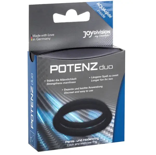 JOYDIVISION POTENZDUO - Anillos para Pene Negro - Talla M - Imagen 2