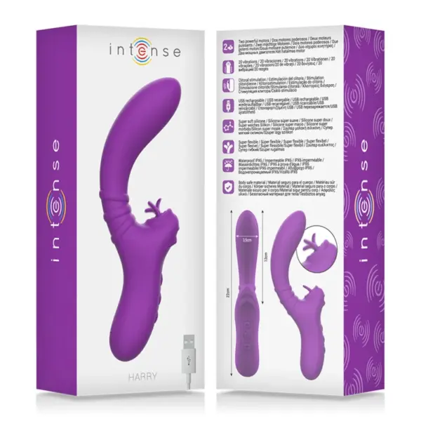 Intense - Vibrador flexible con lengua morado - Imagen 8