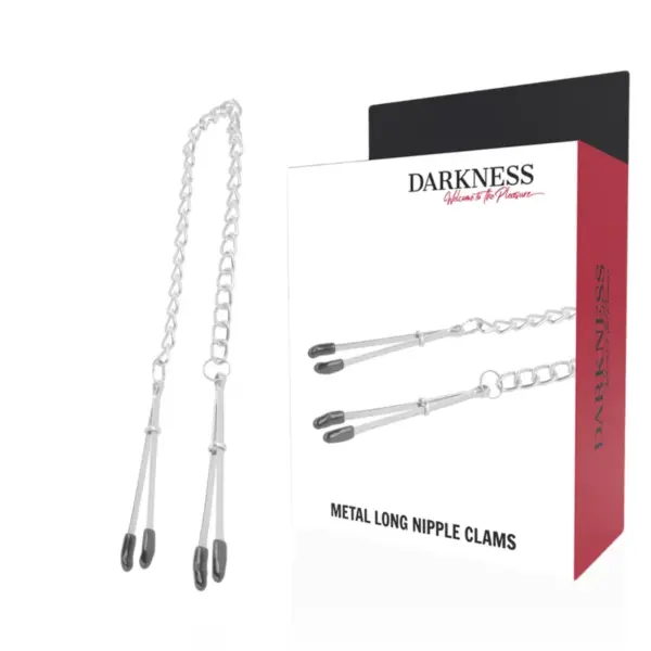 DARKNESS - Pinzas Ajustables para Pezones de Metal con Cadena