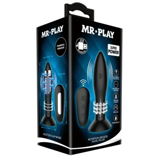 MR PLAY - Plug con Bolas Rotatorias Negro Control Remoto - Imagen 7