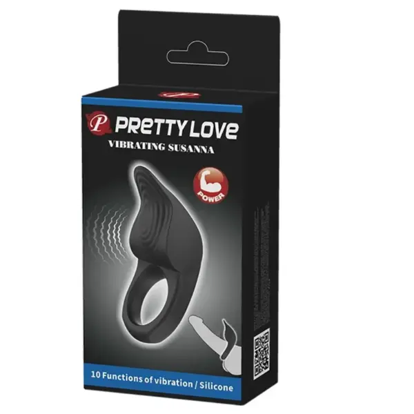 Pretty Love - Susanna Anillo Vibrador para Pene Negro - Imagen 9