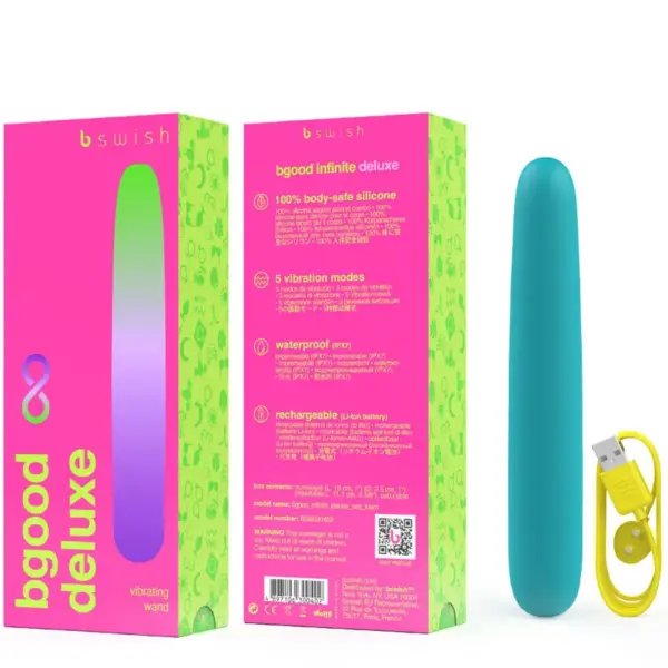 B SWISH - BGOOD INFINITE DELUXE VIBRADOR RECARGABLE SILICONA AZUL - Imagen 3