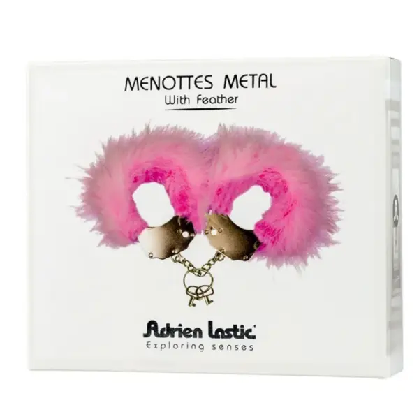 ADRIEN LASTIC - Esposas Metal con Plumas Rosa - Imagen 3