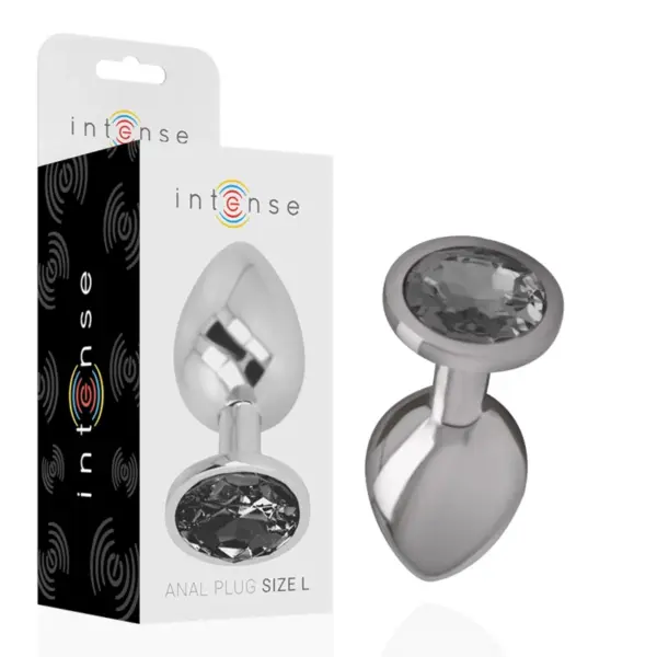 INTENSE - Plug Anal Metal Aluminio con Cristal Negro Talla L