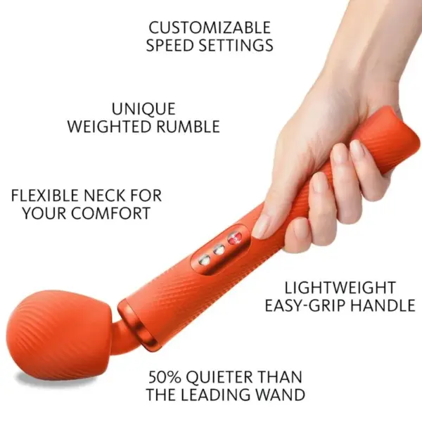 FUN FACTORY - VIM WAND RUMBLE Vibrador Recargable de Silicona Naranja - Imagen 2