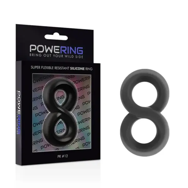 Powering - Anillo Pene y Testículos Super Flexible PR12 Negro - Imagen 4