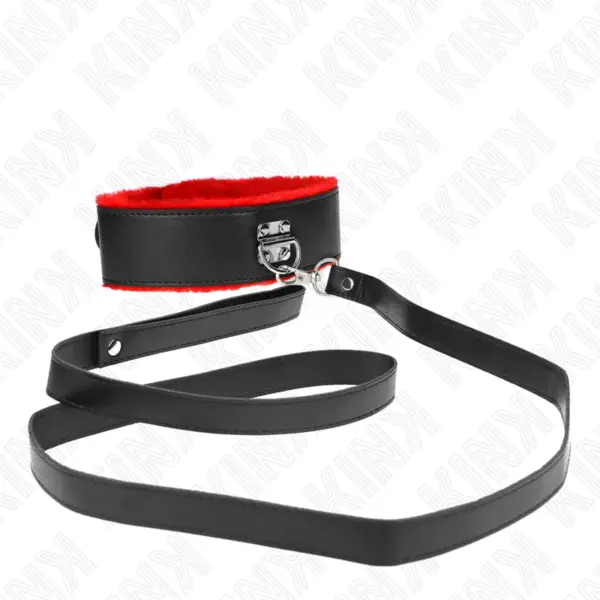 KINK - Collar con Correa de Piel Rojo Ajustable 116 cm - Imagen 4