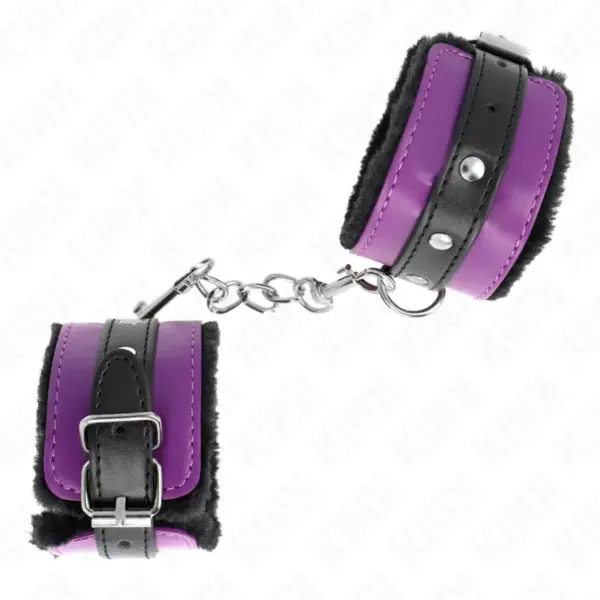 KINK - Muñequeras Forradas Premium Negro con Correa Violeta Ajustable 17-29 cm X 6 cm - Imagen 2