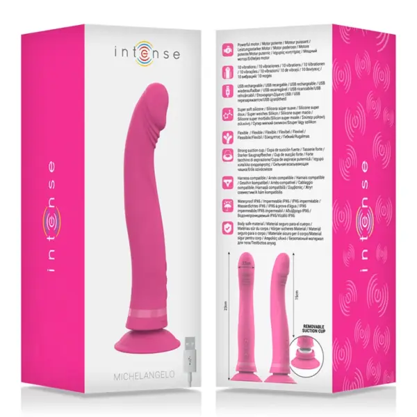 Intense - Michelangelo Dildo Vibrador Silicona Rosa - Imagen 7