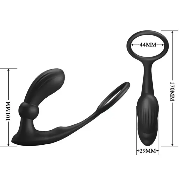 Pretty Love - Anillo y Vibrador Anal Negro para Placer Compartido - Imagen 4