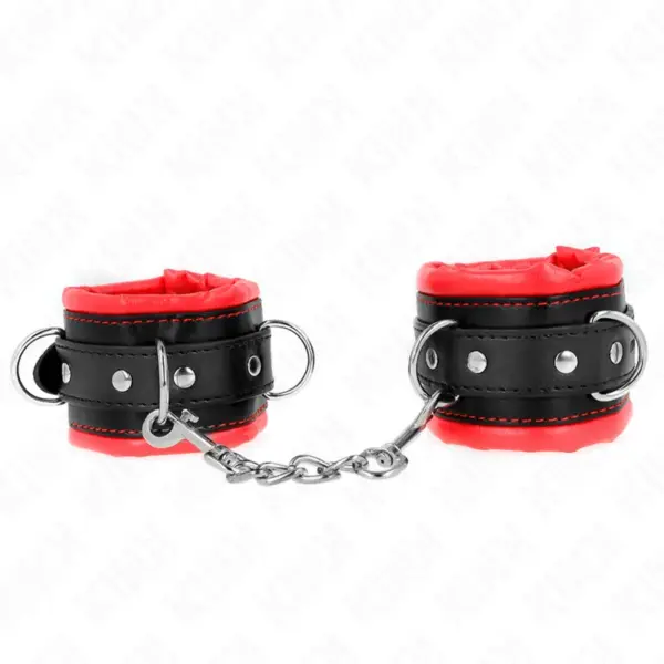 KINK - Muñequera Estilo Heavy Forro Rojo Ajustable 20-30 cm x 6 cm