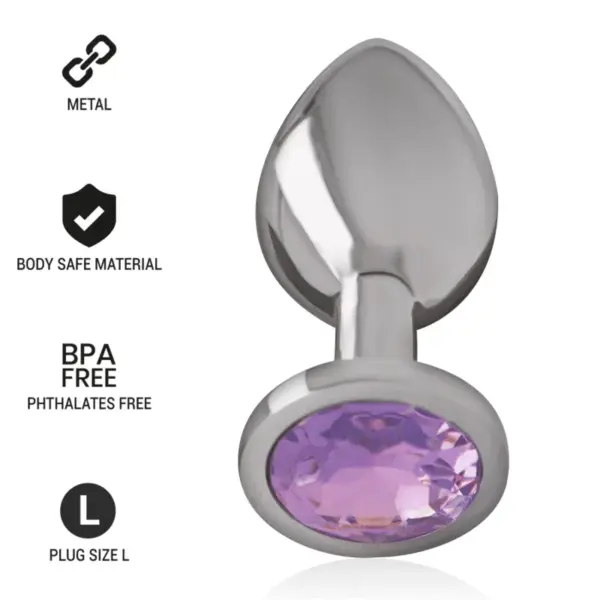 INTENSE - Plug Anal Metal Aluminio con Cristal Violeta Talla L