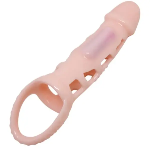 BAILE - Funda Extensora de Pene con Vibración y Strap Natural 13.5 cm - Imagen 5