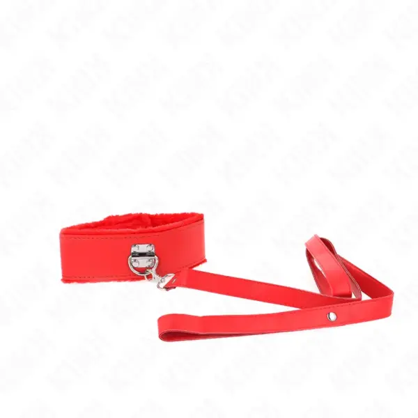 KINK - Collar con correa de 116 cm con tachuelas plateadas modelo 4 rojo ajustable - Imagen 2