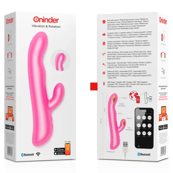 ONINDER - Vibrador Conejo con Vibración y Rotación Rosa - Imagen 8