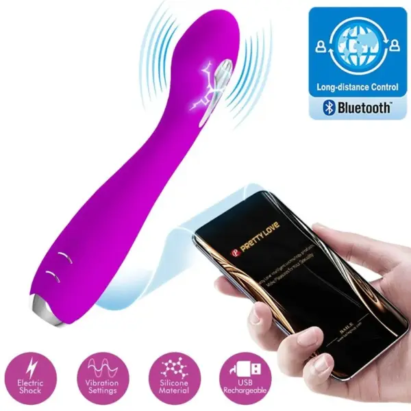 Pretty Love - Vibrador electroshock morado con control APP