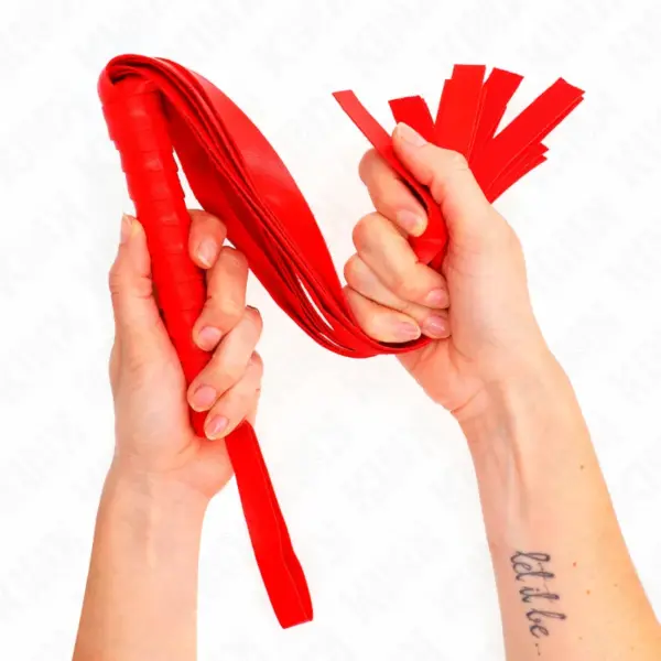 KINK - Látigo de Cola Ancha Rojo 48.5 CM para Placer y Potencia - Imagen 5