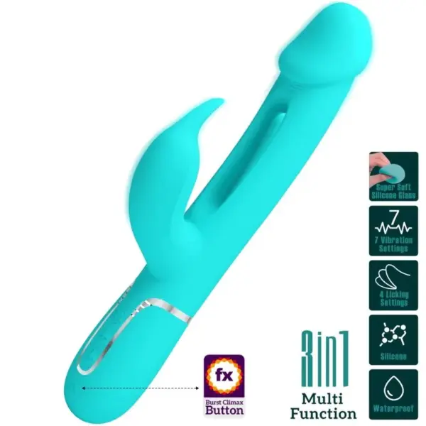 Pretty Love - Vibrador rabbit 3 en 1 con lengua verde agua - Imagen 10