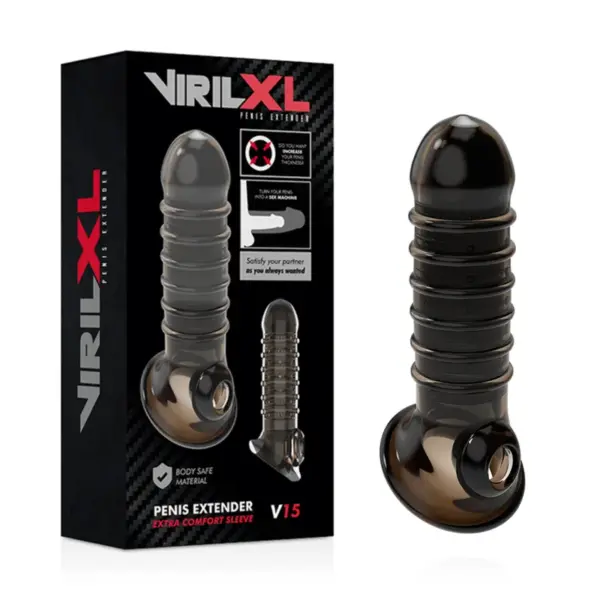 VIRILXL - Extensión y Funda de Pene V15 Negro para un Placer Inigualable - Imagen 2