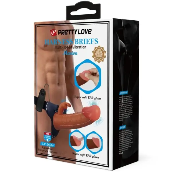 Pretty Love - Marion Harness Briefs Universal con Dildo Vibrador 19 cm Mulato - Imagen 9