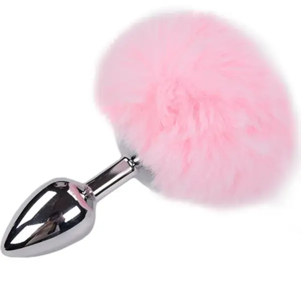 ALIVE - Anal Pleasure Plug Liso Metal con Pompón Rosa Talla S