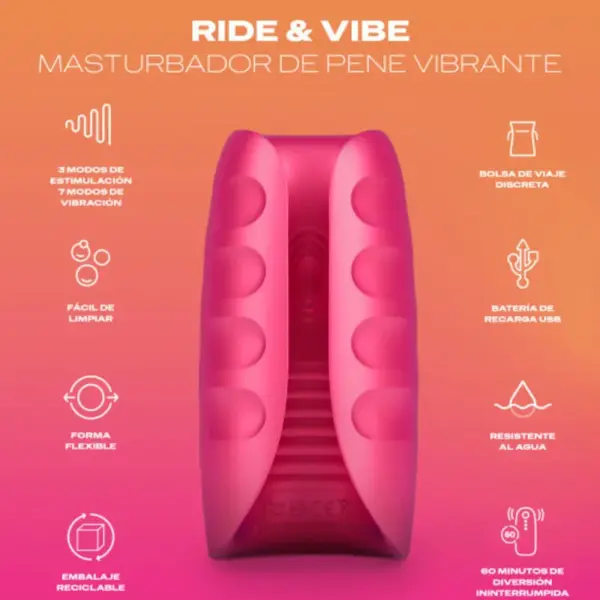 DUREX - Toy Masturbador Vibrador Ride & Vibe para Placer Infinito - Imagen 2