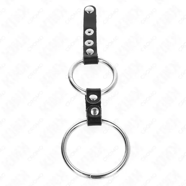 KINK - Anillo Pene Doble 3.8 cm a 5 cm Conectados por Cuero - Imagen 4