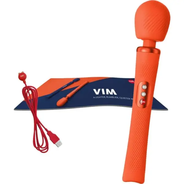 FUN FACTORY - VIM WAND RUMBLE Vibrador Recargable de Silicona Naranja - Imagen 5