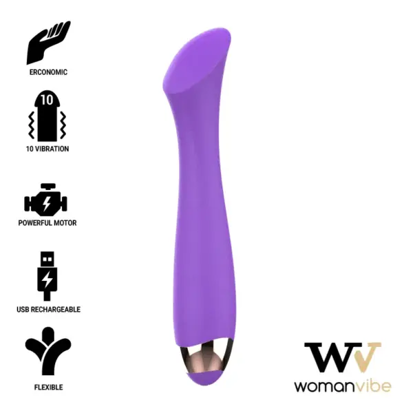 Womanvibe - Vibrador recargable de silicona Mandy para el punto G