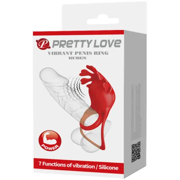 Pretty Love - Ruben Anillo Vibrador 7 Vibraciones Silicona Rojo - Imagen 9