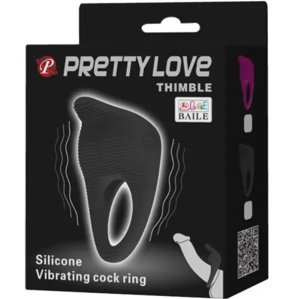 Pretty Love - Thimble Anillo Vibrador Negro - Imagen 8